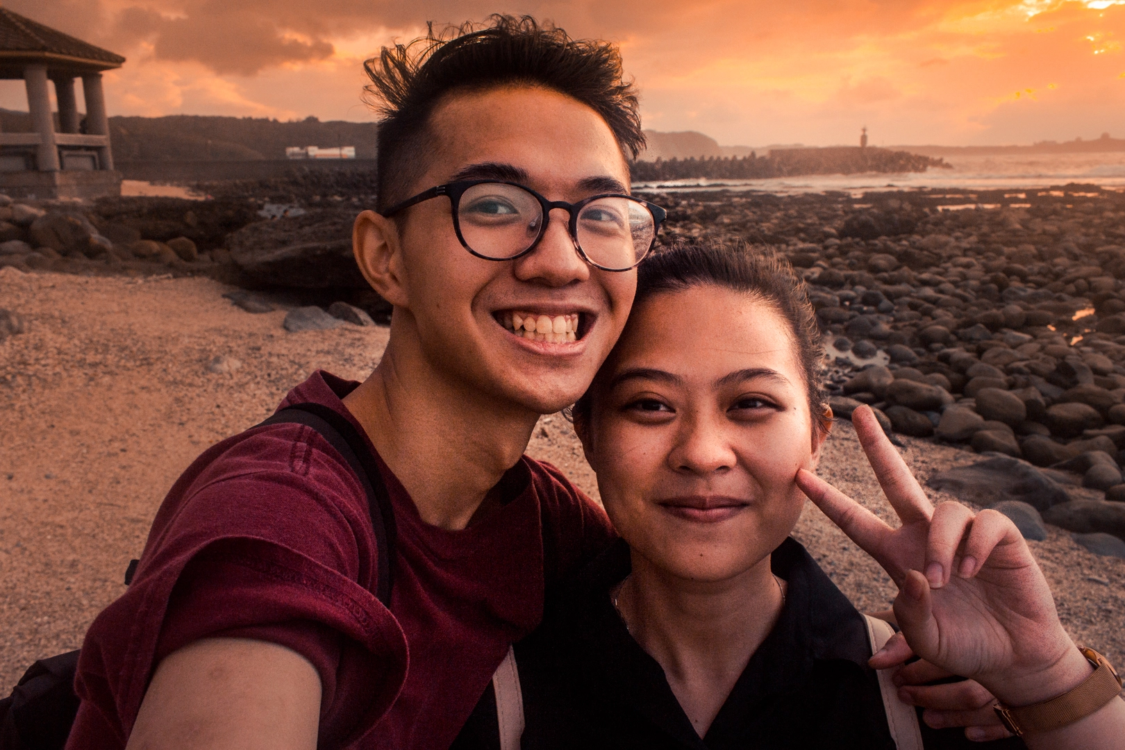 Alvin Januar Fandy smiling on the beach